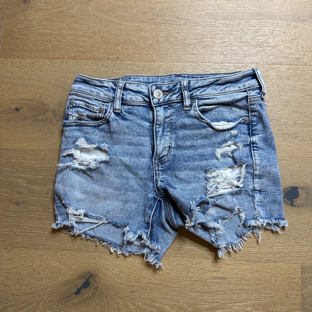 American Eagle By Payless Ripped Blue Denim Shorts